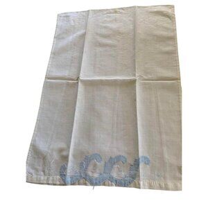 Vintage Blue Appliqué Pillowcase 12 x 17" White Cotton Embroidered Rectangular